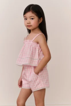 Little Girls Fiorella Gingham Top