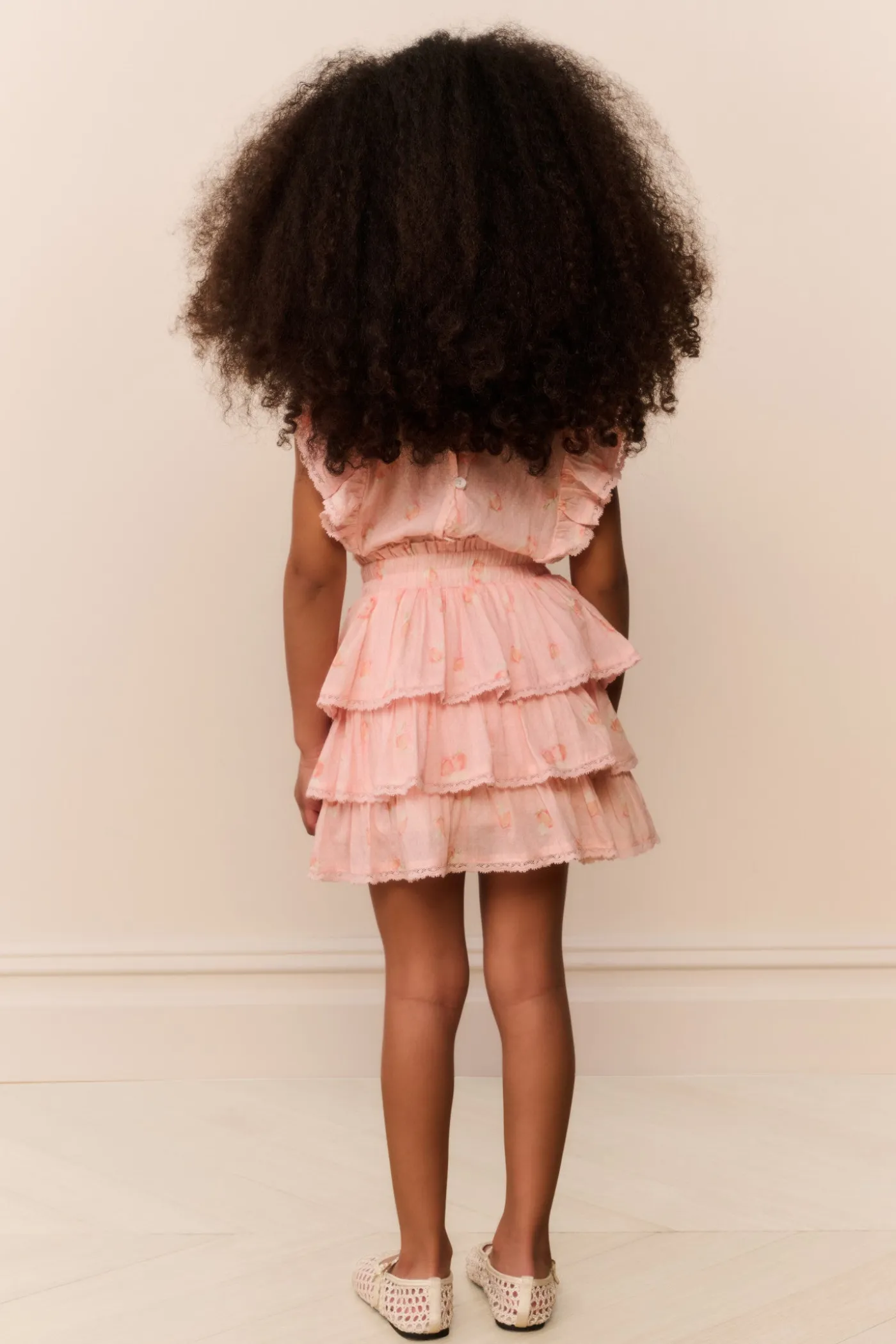 Little Girls Peach Pom Pom Decker Dress
