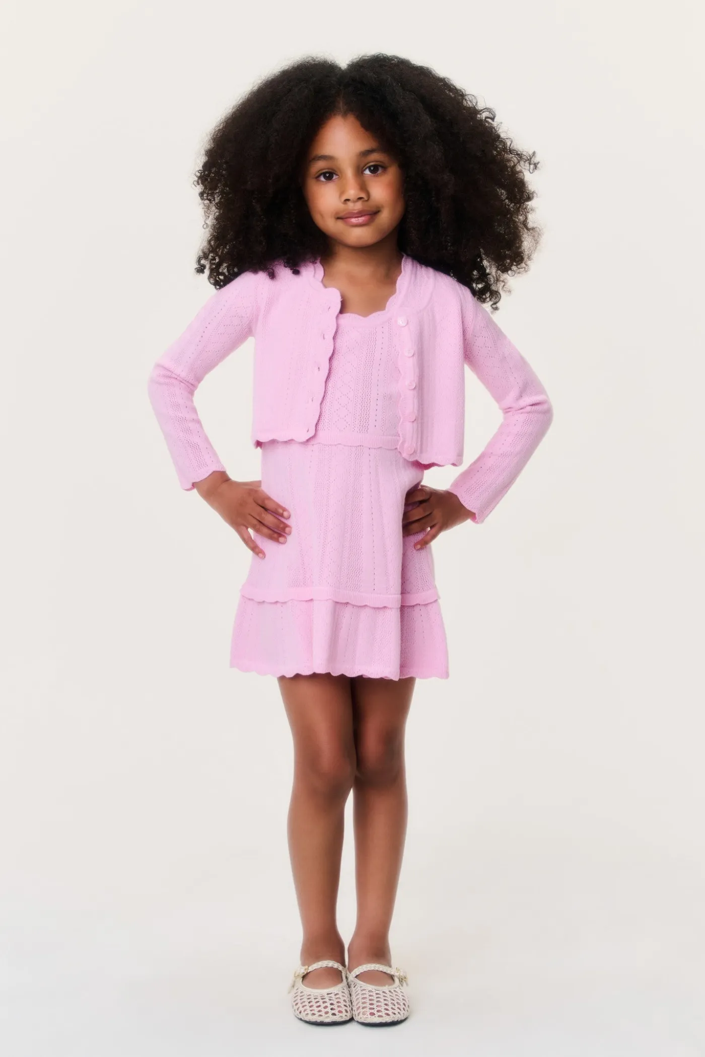 Little Girls Stretch Pointelle Gemna Cardigan