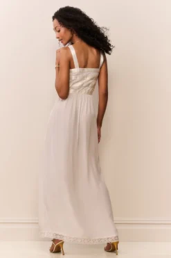 Lovelace Banded Bow Sheer Maxi Dress