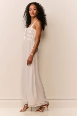 Lovelace Banded Bow Sheer Maxi Dress