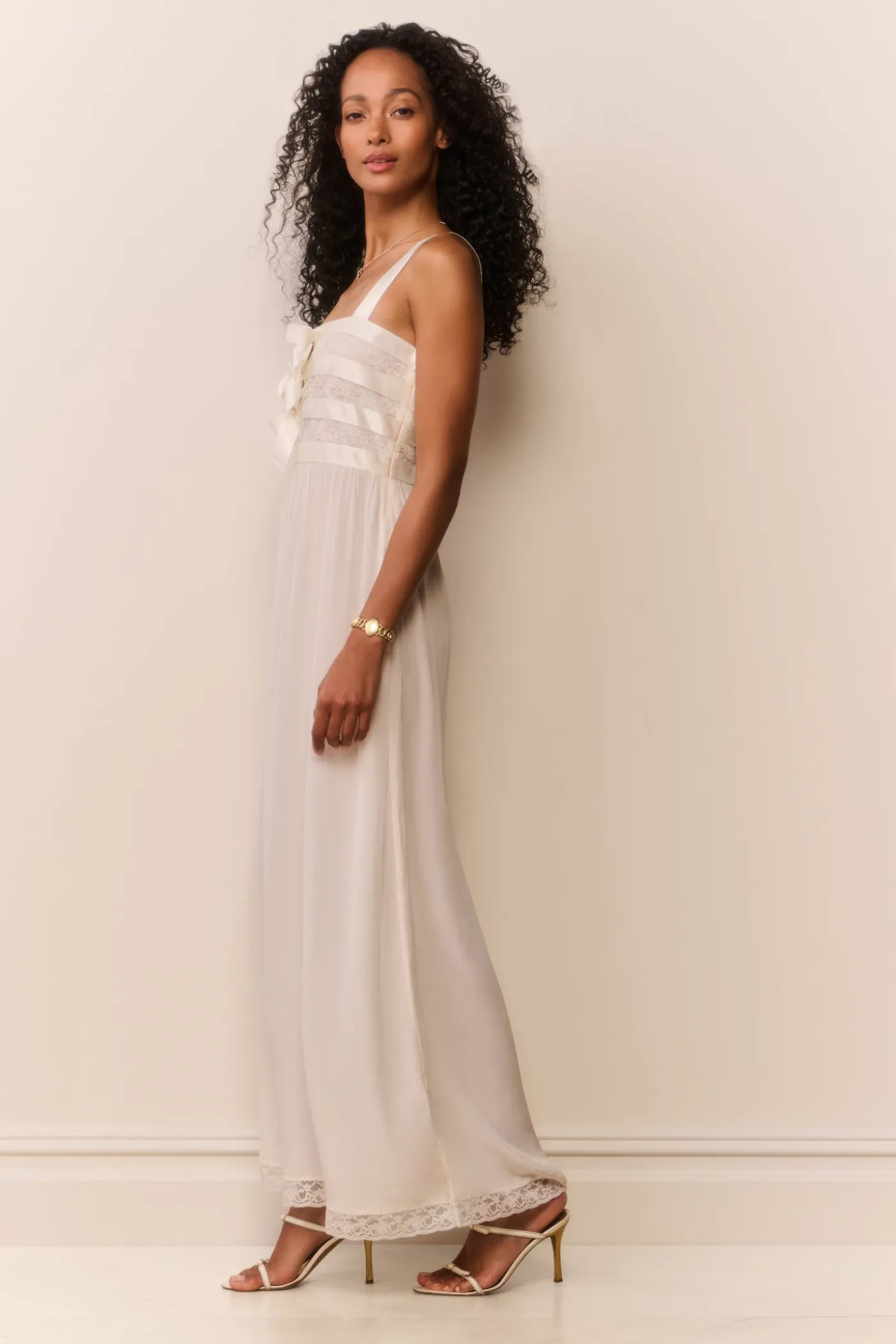 Lovelace Banded Bow Sheer Maxi Dress