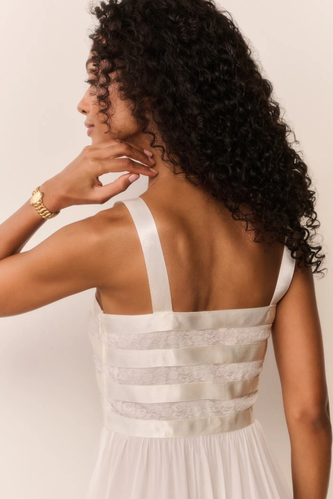 Lovelace Banded Bow Sheer Maxi Dress