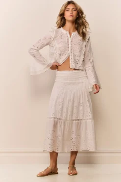 Mallow Cotton Bandana Eyelet Midi Skirt