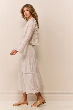 Mallow Cotton Bandana Eyelet Midi Skirt