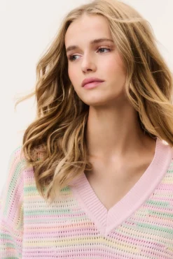 Marlieanna Striped Crochet Pullover