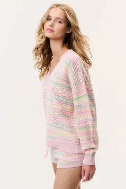Marlieanna Striped Crochet Pullover