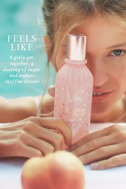 Mini Peach Pom Pom Hair & Body Perfume Mist with Candied Peach and Crystallized Sugar
