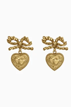 Miss Ellie Gross Grain Bow & Heart Earrings