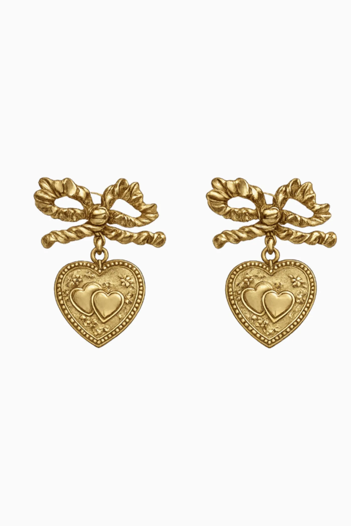 Miss Ellie Gross Grain Bow & Heart Earrings