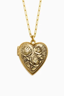 Miss Ellie Three-Rose-Embossed Heart Locket