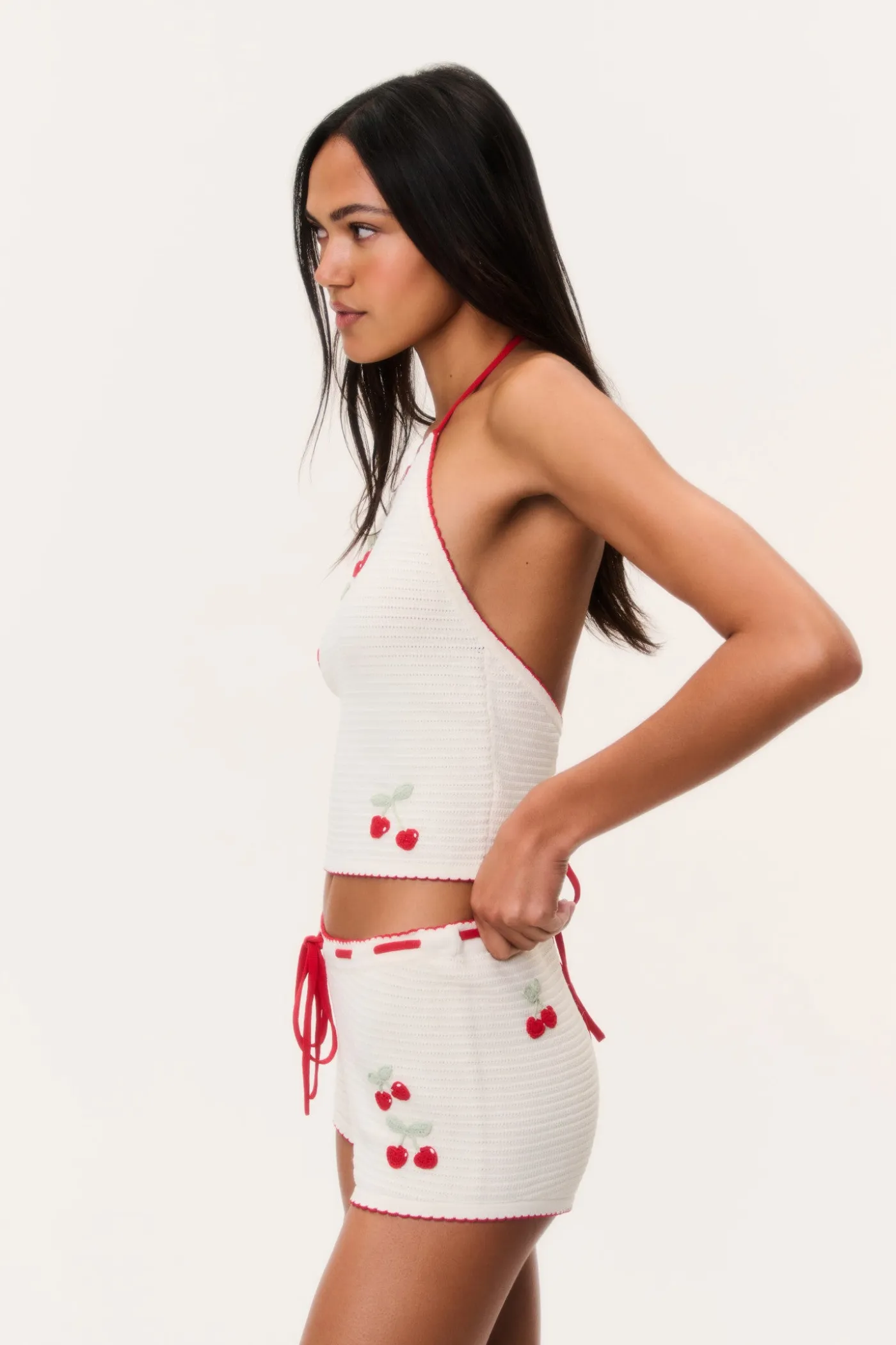 Nandie Crochet Cherry Mini Shorts