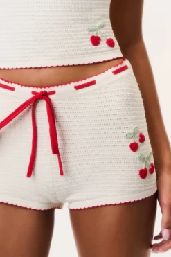 Nandie Crochet Cherry Mini Shorts