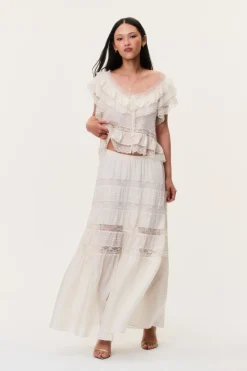 Nivine Silk Lace Maxi Skirt