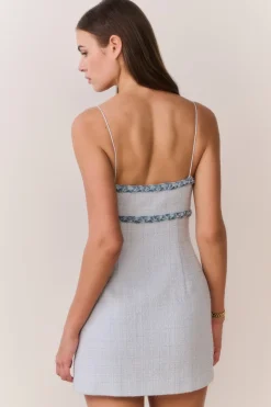 Novara Denim-Trimmed Tweed Mini Dress