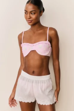 Ocean Embroidered Cotton Cover-Up Shorts