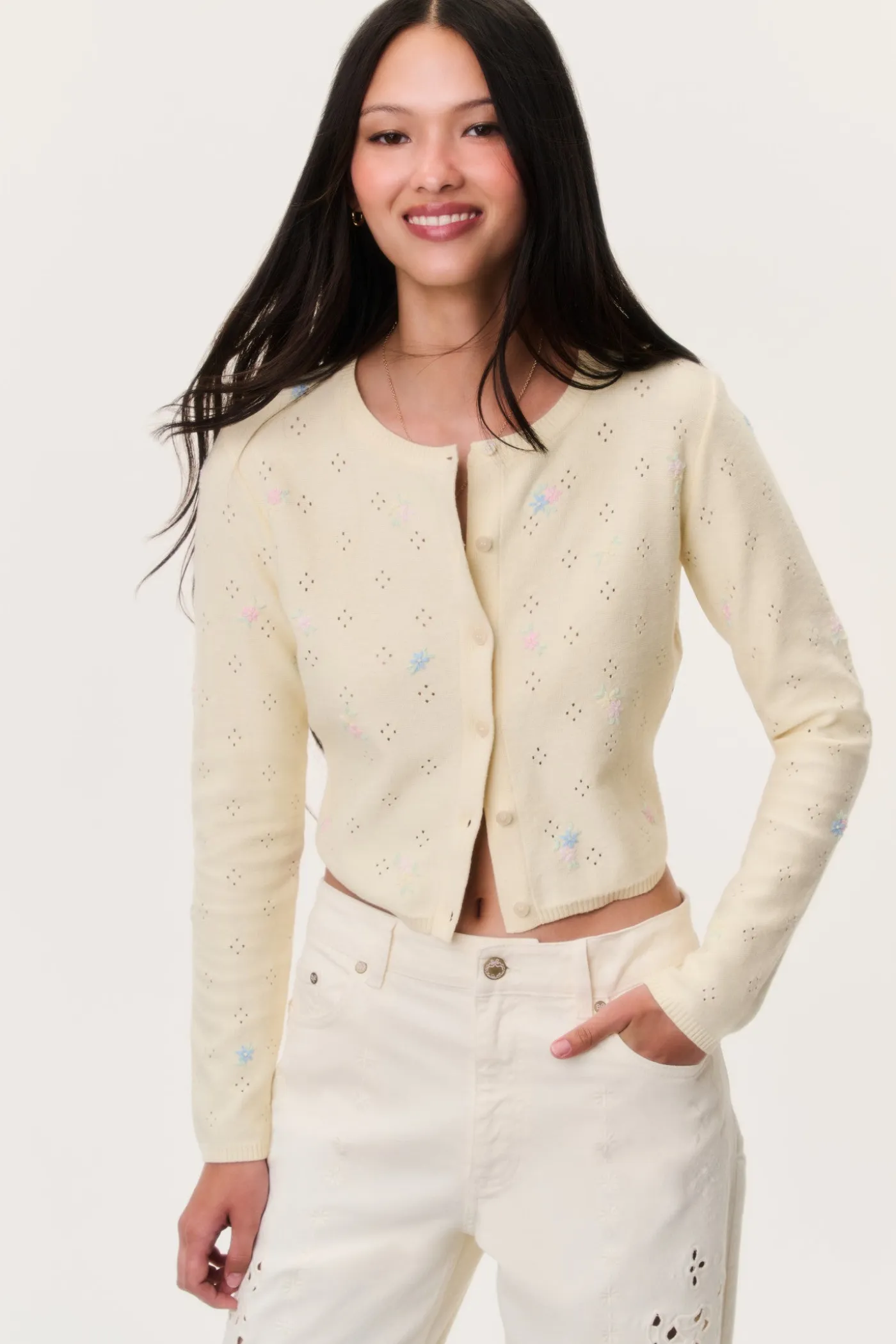 Paelynn Embroidered Floral Cardigan