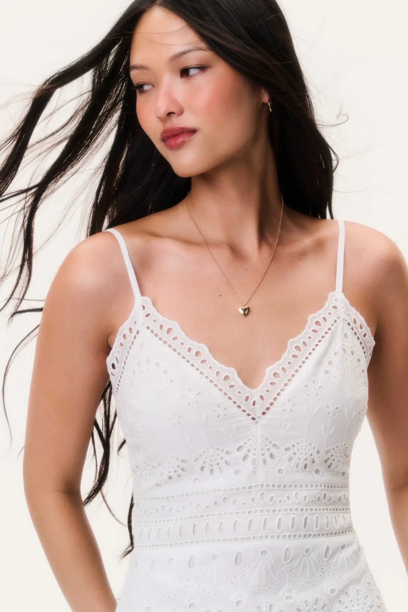 Peppy Eyelet Cotton Mini Dress