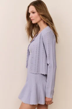 Peridot Stretch Pointelle Cardigan