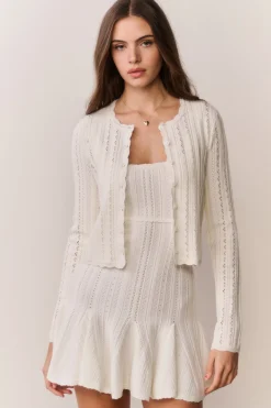 Peridot Stretch Pointelle Cardigan