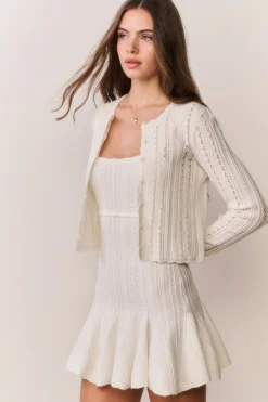 Peridot Stretch Pointelle Cardigan
