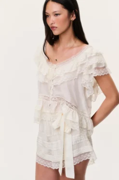 Persine Silk Ruffle Top