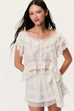 Persine Silk Ruffle Top