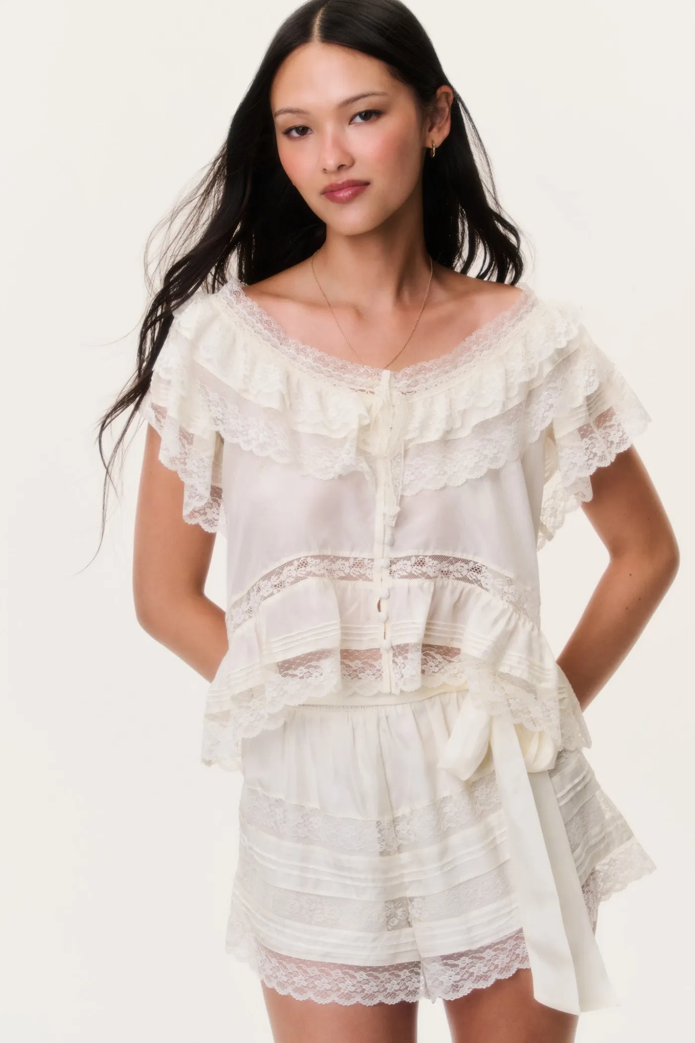 Persine Silk Ruffle Top