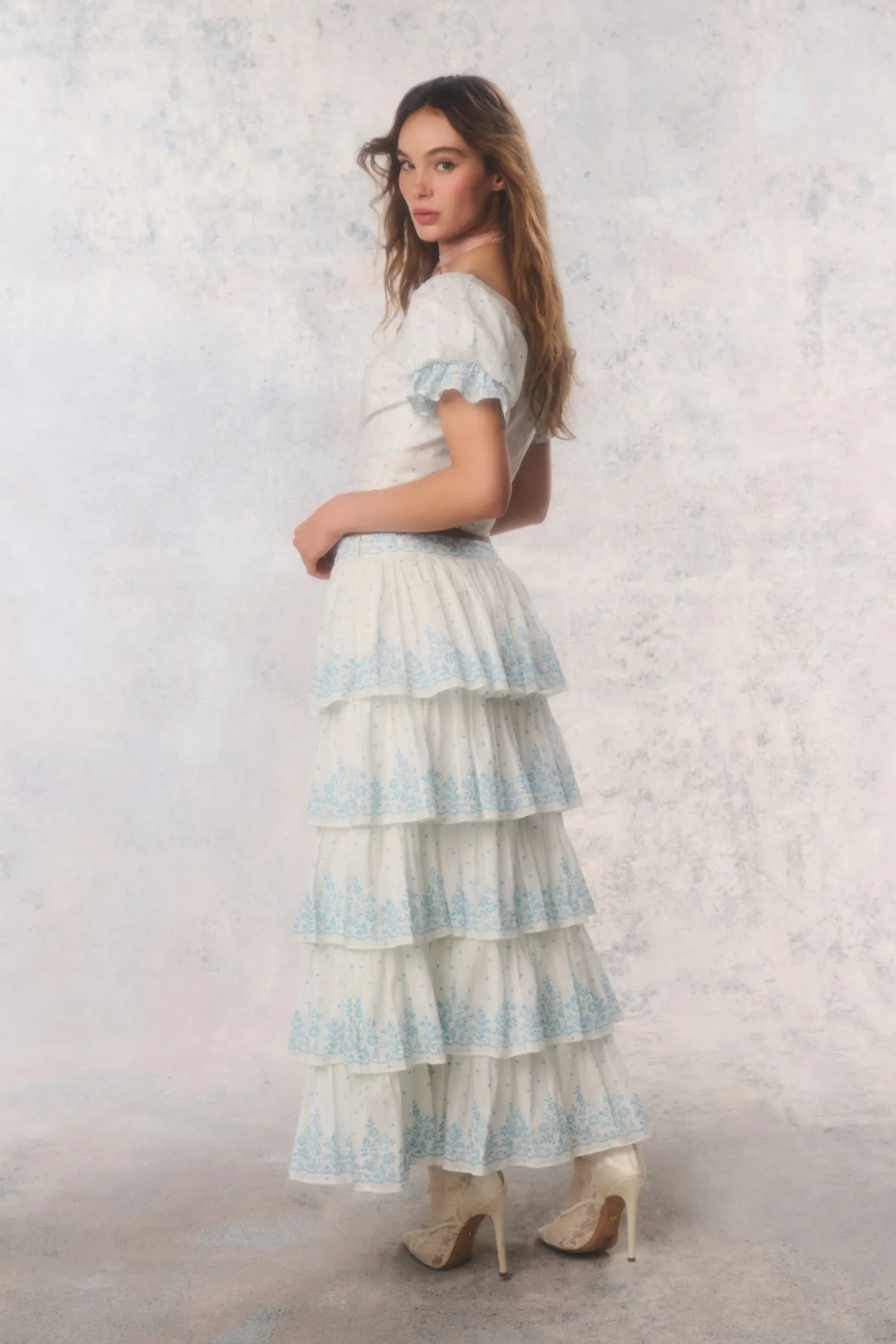 Re-Edition Julieta Cotton Tiered Maxi Skirt