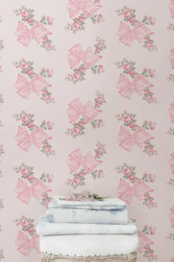 Rosa Beaux Pink Mint Standard Wallpaper