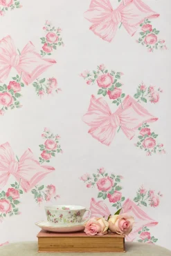 Rosa Beaux Pink Mint Standard Wallpaper