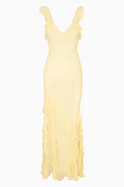 Roseline Chiffon Ruffle Maxi Dress