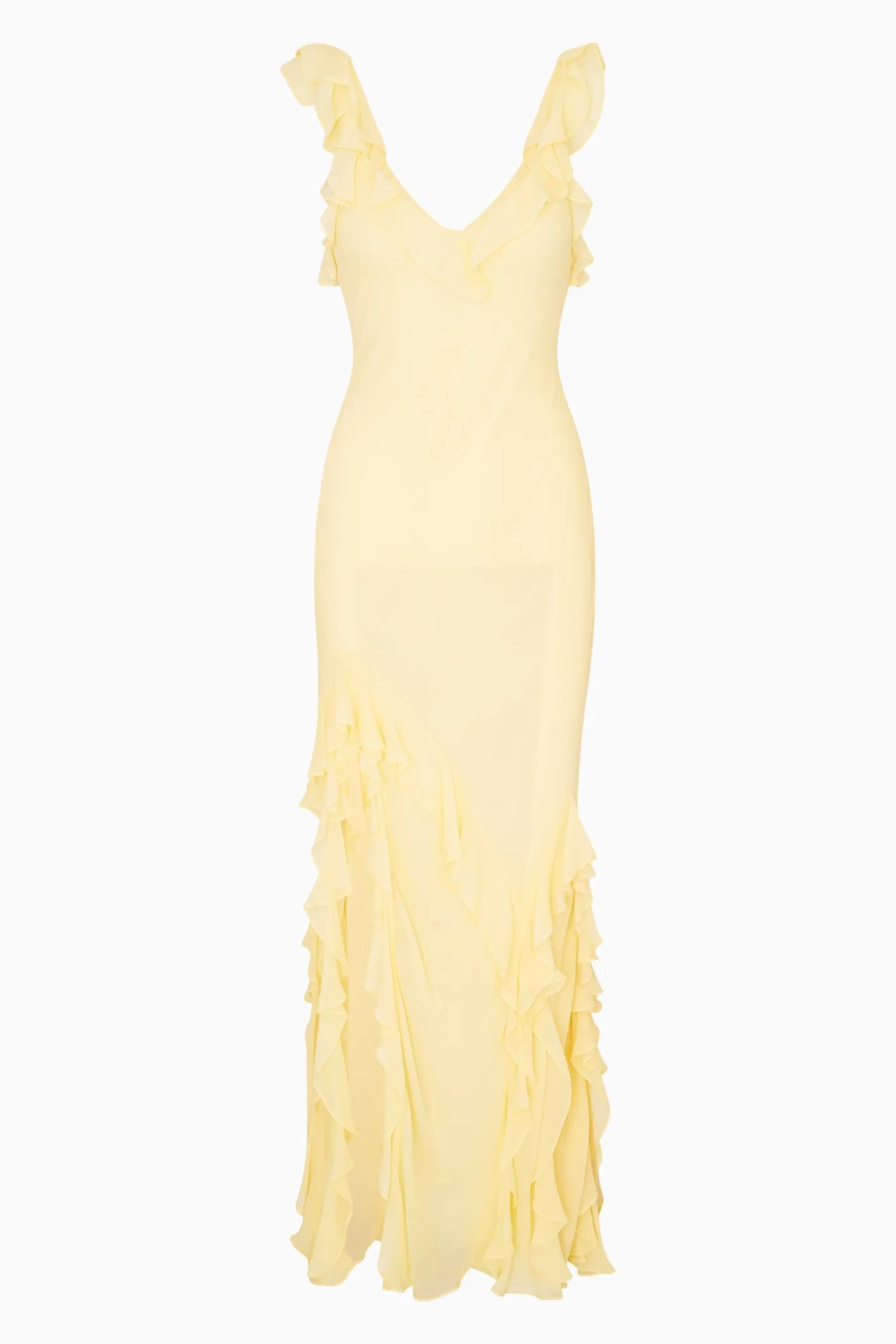Roseline Chiffon Ruffle Maxi Dress