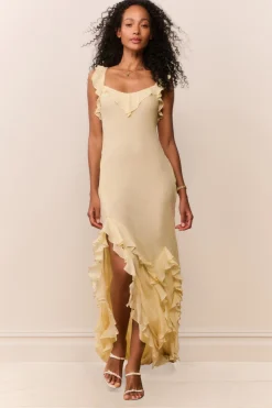 Roseline Chiffon Ruffle Maxi Dress
