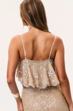Sorwyn Beaded Sequin Crop Top