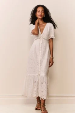 Tarragon Cotton Bandana Eyelet Midi Dress