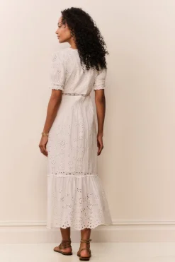 Tarragon Cotton Bandana Eyelet Midi Dress