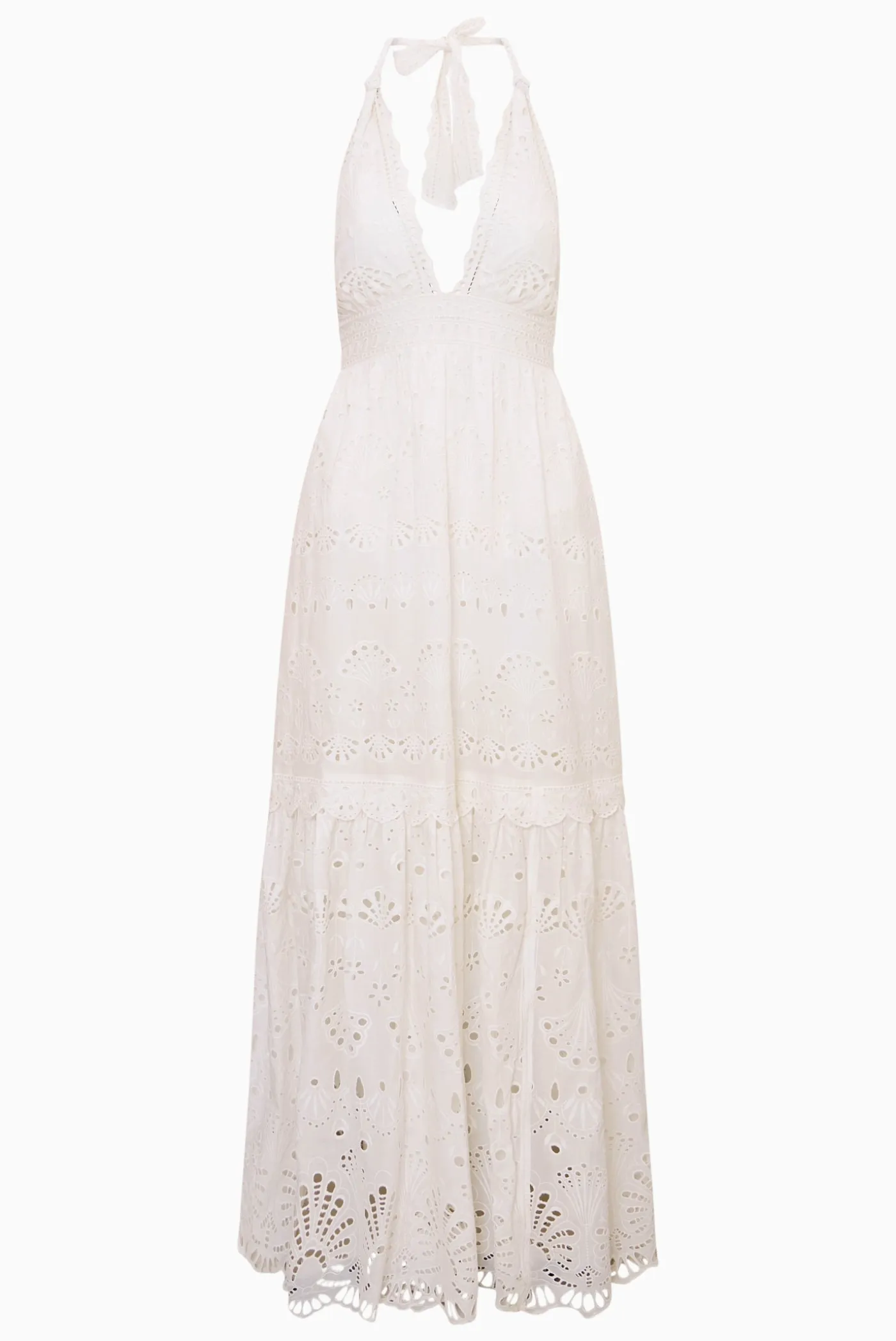 Trix Eyelet Halter Maxi Dress