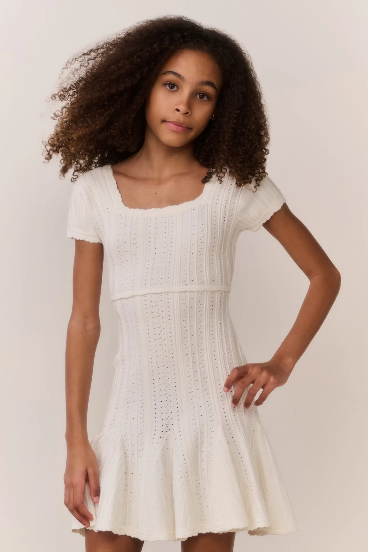Tween Daffron Stretch Pointelle Dress