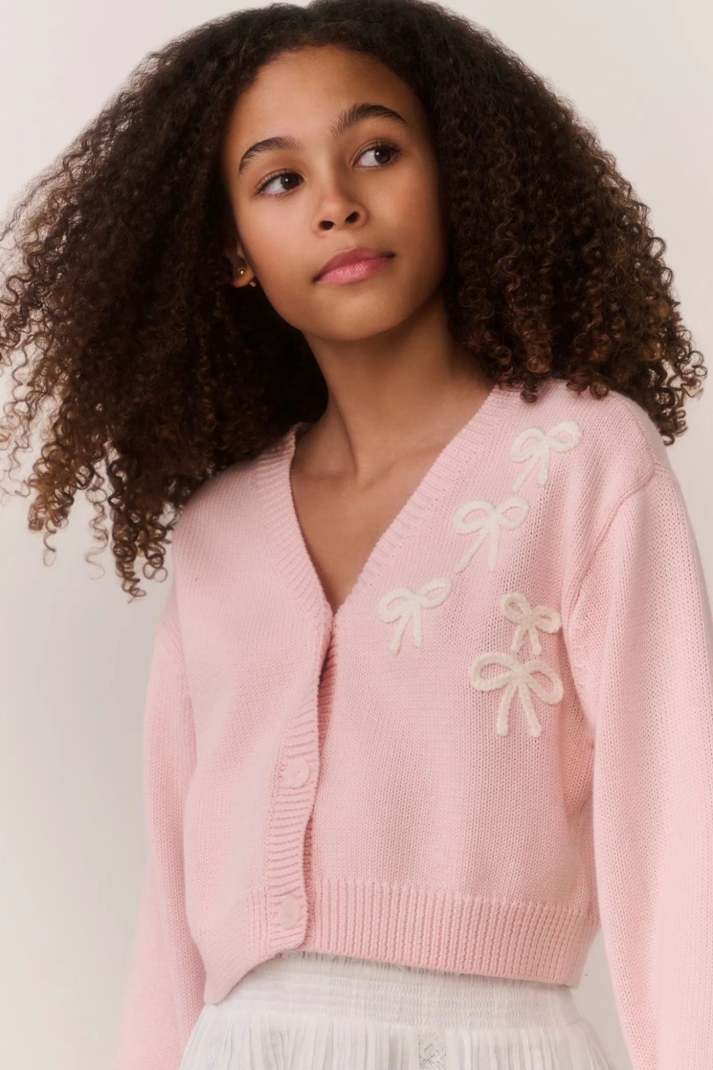 Tween Jayne Bow Embroidered Cardigan