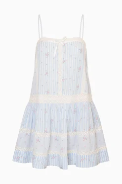 Vionett Cotton Floral Stripe Mini Dress