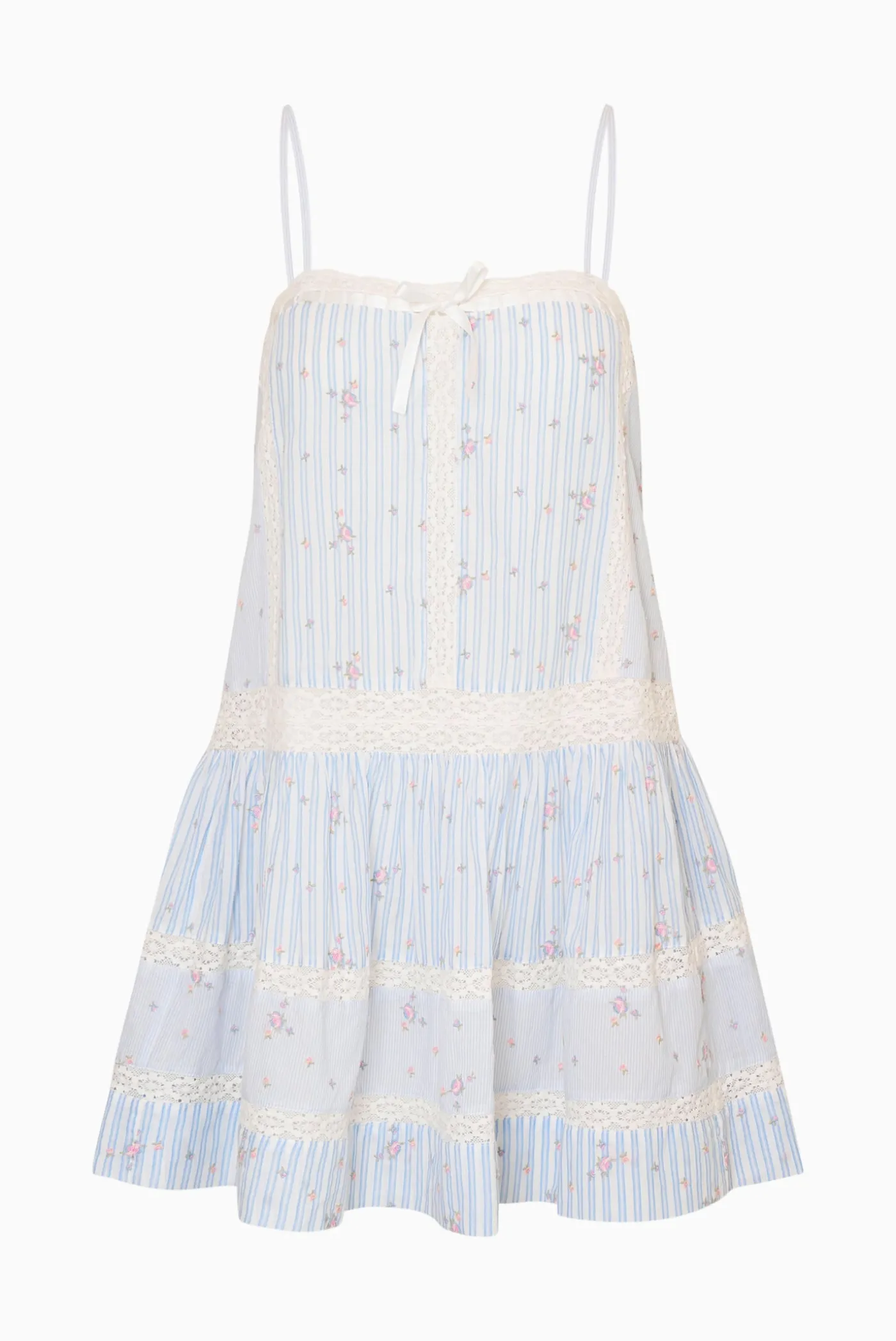 Vionett Cotton Floral Stripe Mini Dress