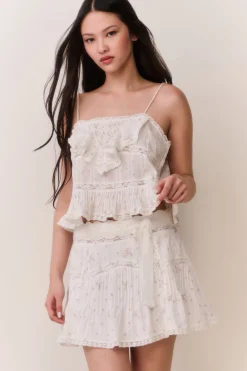 Willia Floral Embroidered Cotton Mini Skirt