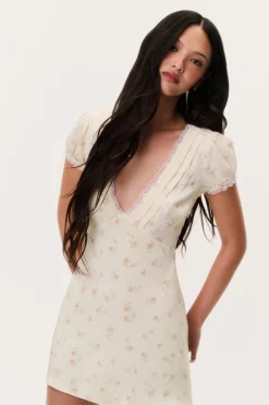 Yasmin Floral Lace-Trimmed Mini Dress