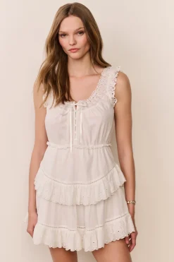 Zayan Heart Eyelet Cotton Mini Dress