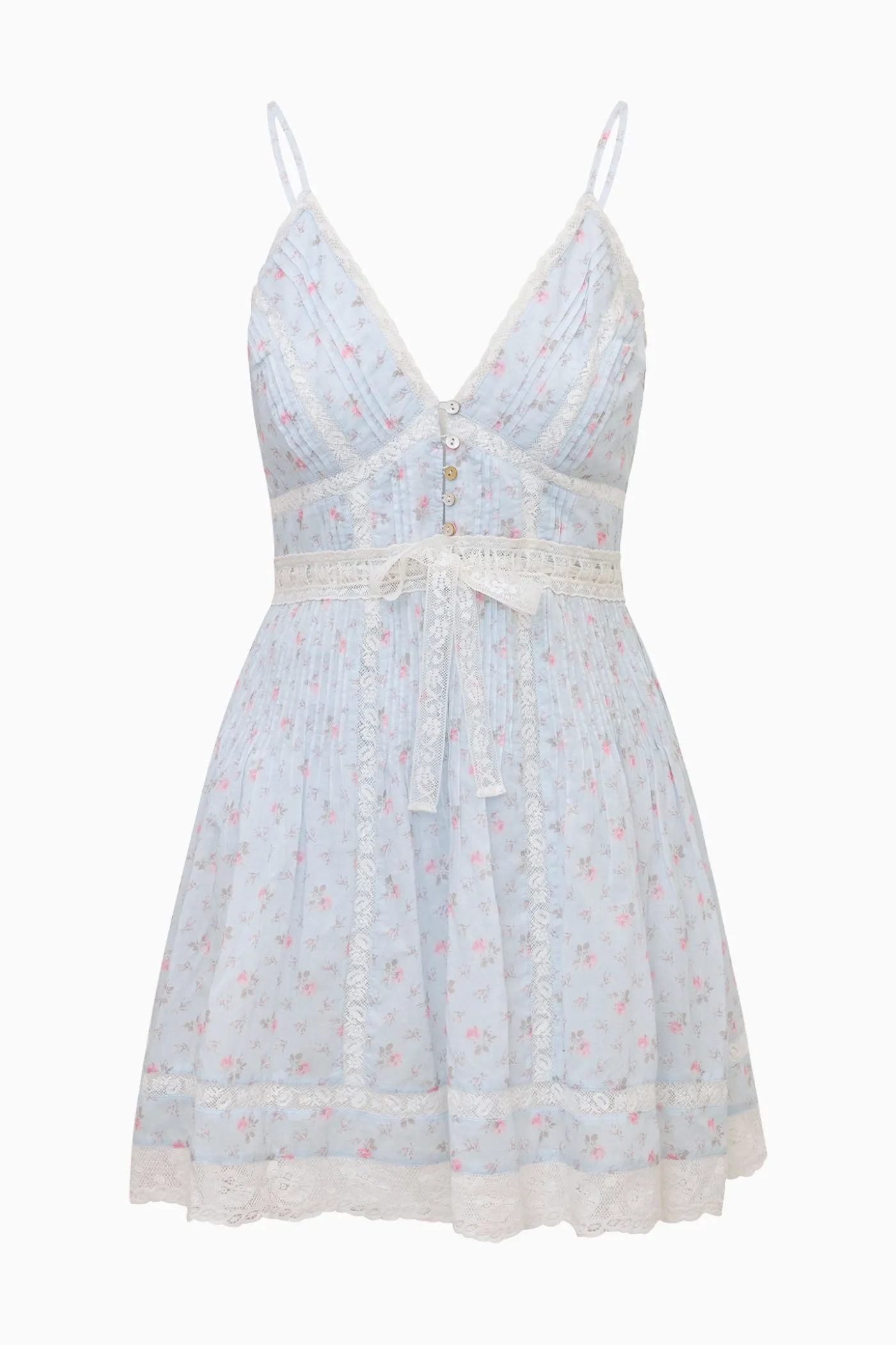 Zirelle Floral Cotton Lace-Trimmed Mini Dress