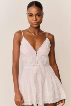 Zirelle Pink Cotton Lace-Trimmed Mini Dress